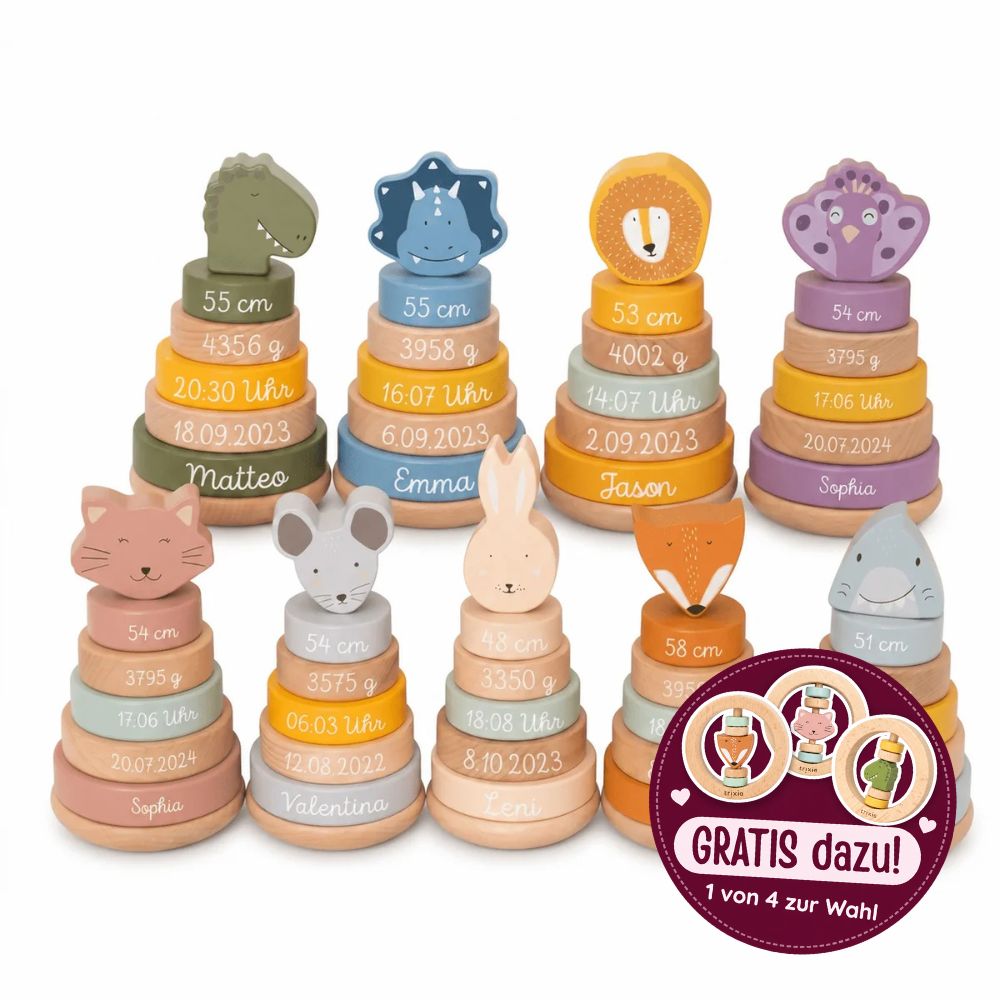 TRIXIE Stapelturm Holz Tiere personalisiert