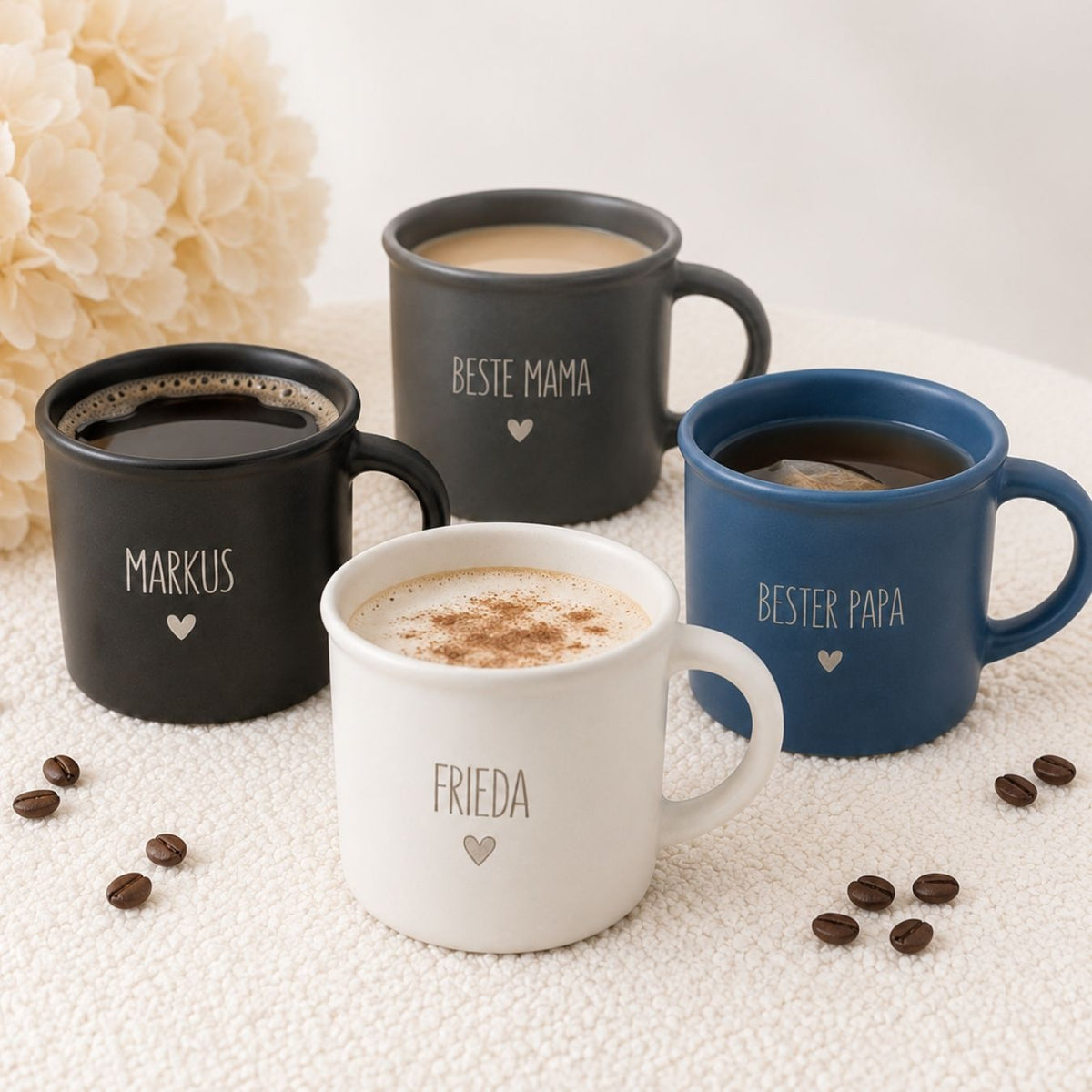 Kaffeetasse Keramik personalisiert 300ml - Name und Herz