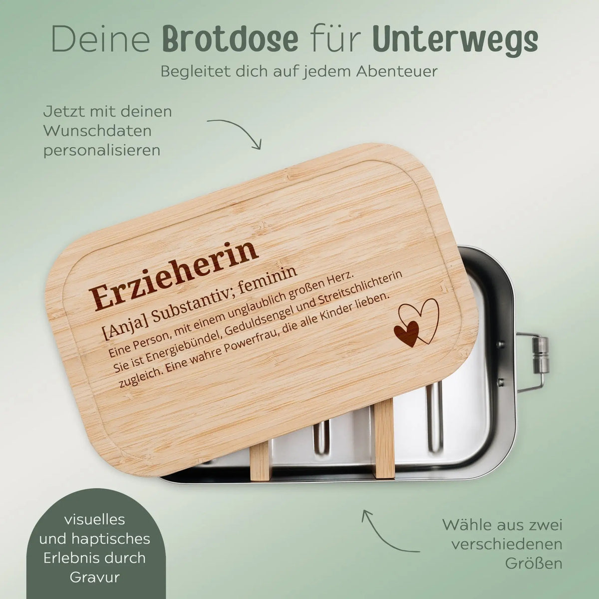 Brotdose Edelstahl personalisiert - Erzieherin Definition Gravur Brotdose - wunderwunsch