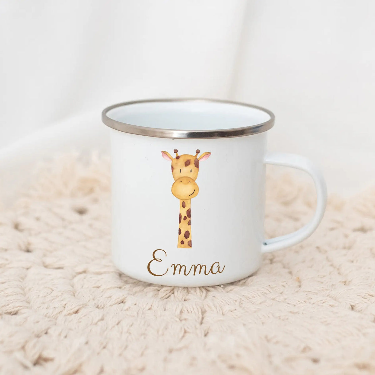 Emaille Kindertasse personalisiert - Tier Aquarell Tasse - wunderwunsch