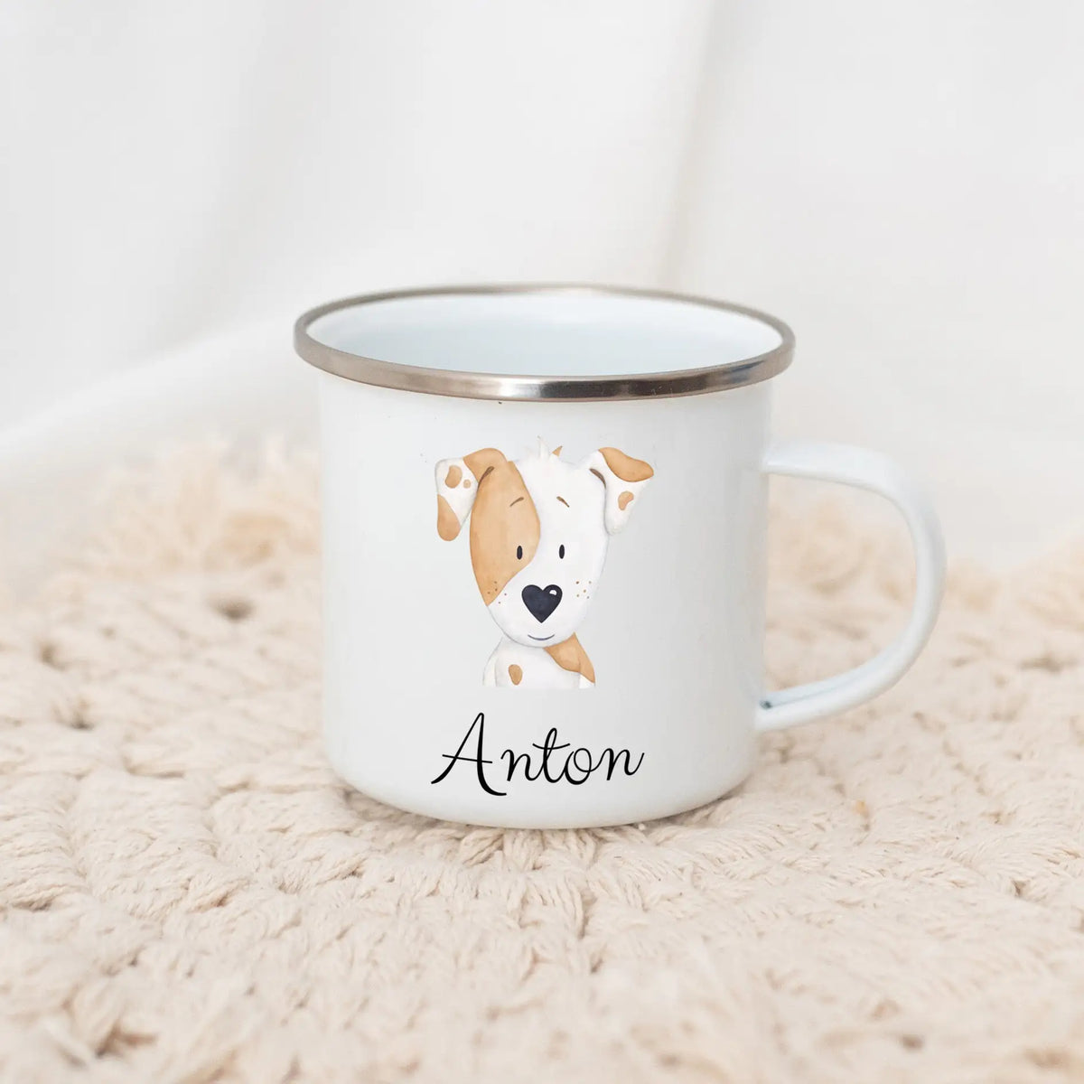 Emaille Kindertasse personalisiert - Tier Aquarell Tasse - wunderwunsch