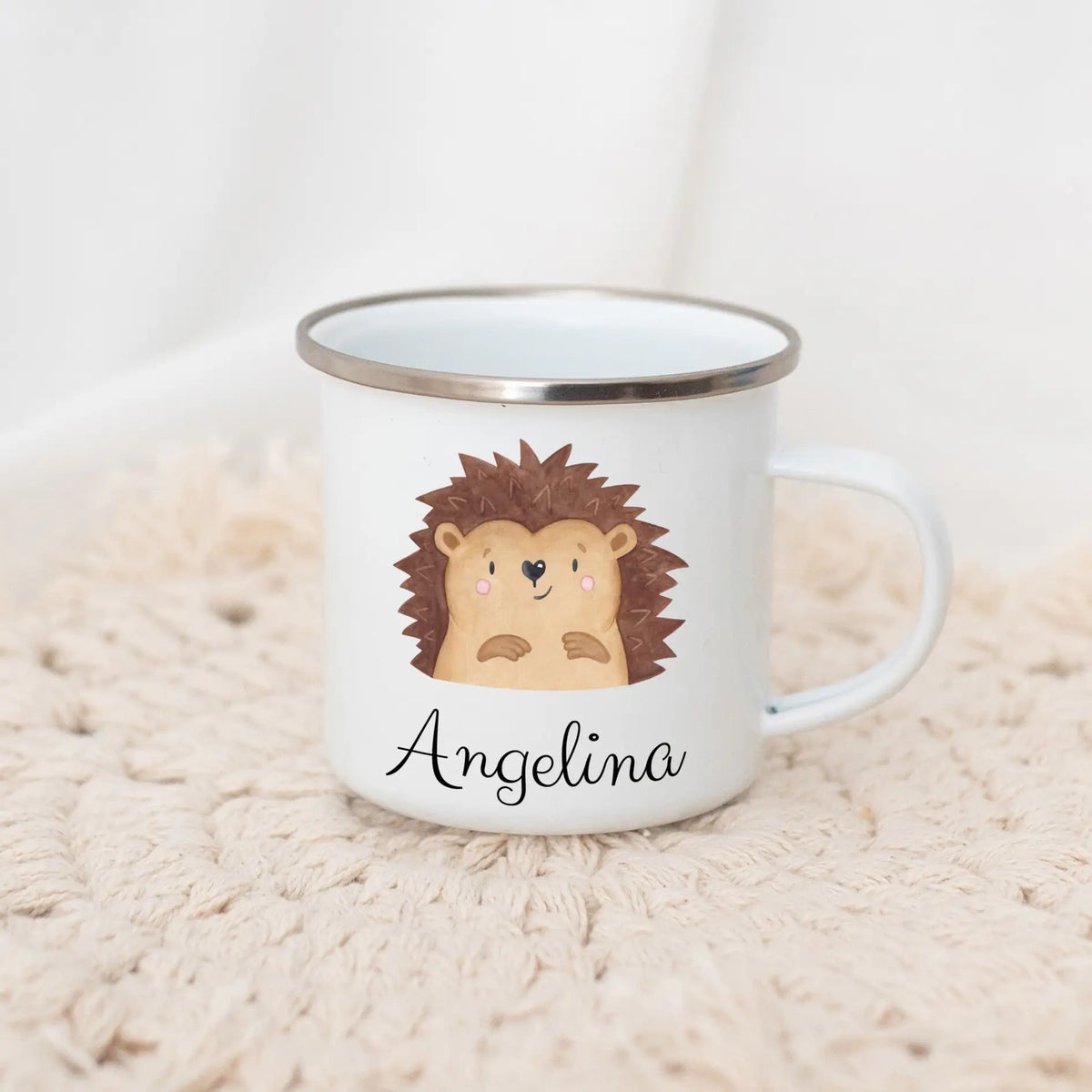 Emaille Kindertasse personalisiert - Tier Aquarell Tasse - wunderwunsch