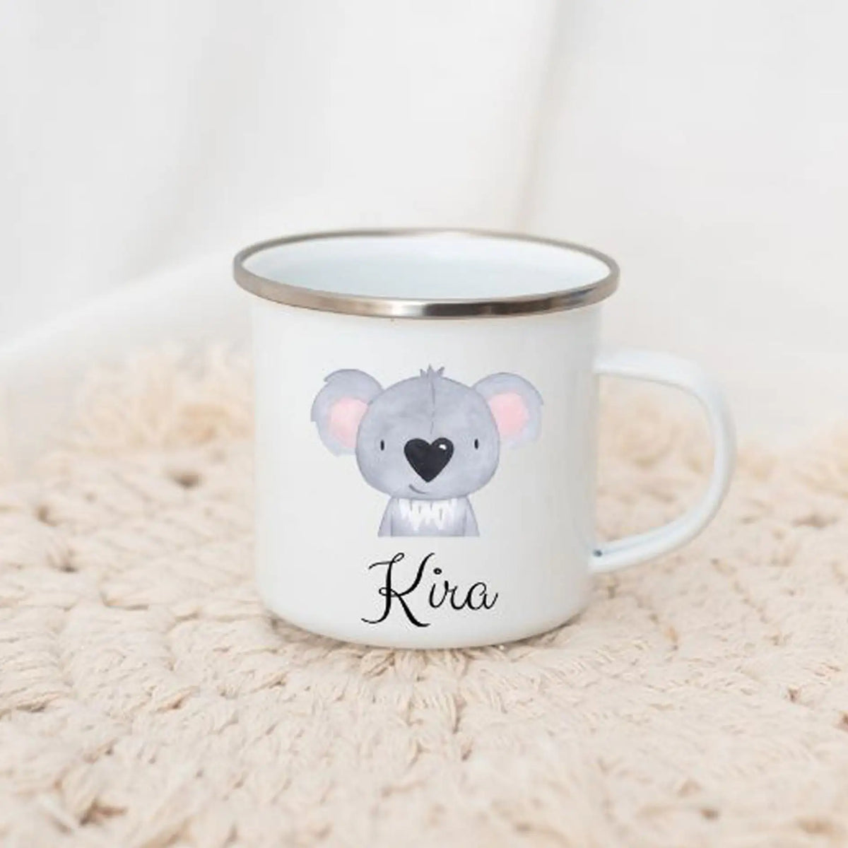Emaille Kindertasse personalisiert - Tier Aquarell Tasse - wunderwunsch