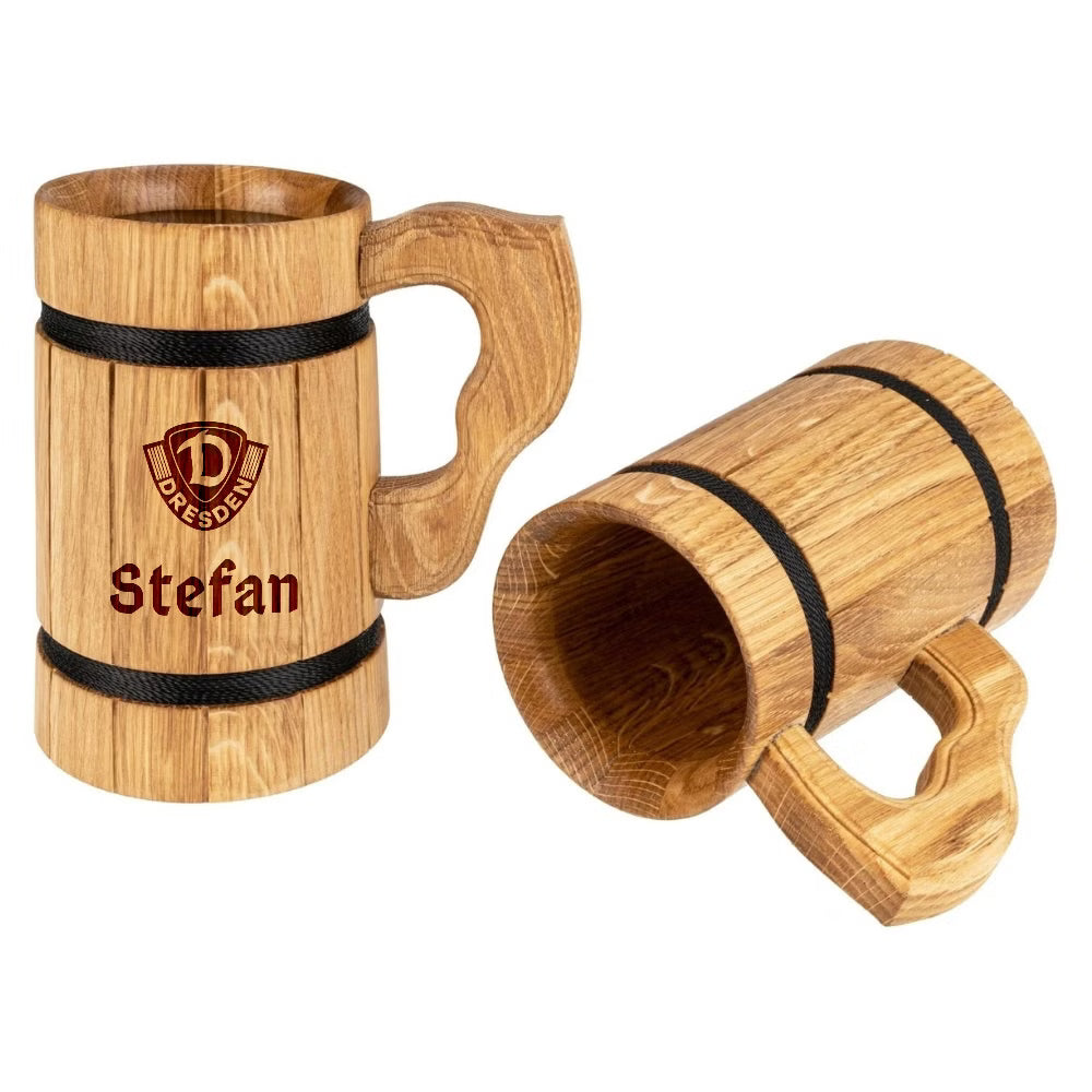 DYNAMO DRESDEN Bierkrug Holz Wappen personalisiert - wunderwunsch