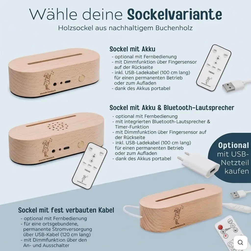 LED Nachtlicht Kinder personalisiert - Tiere unten Girlande Aquarell Nachtlichter - wunderwunsch