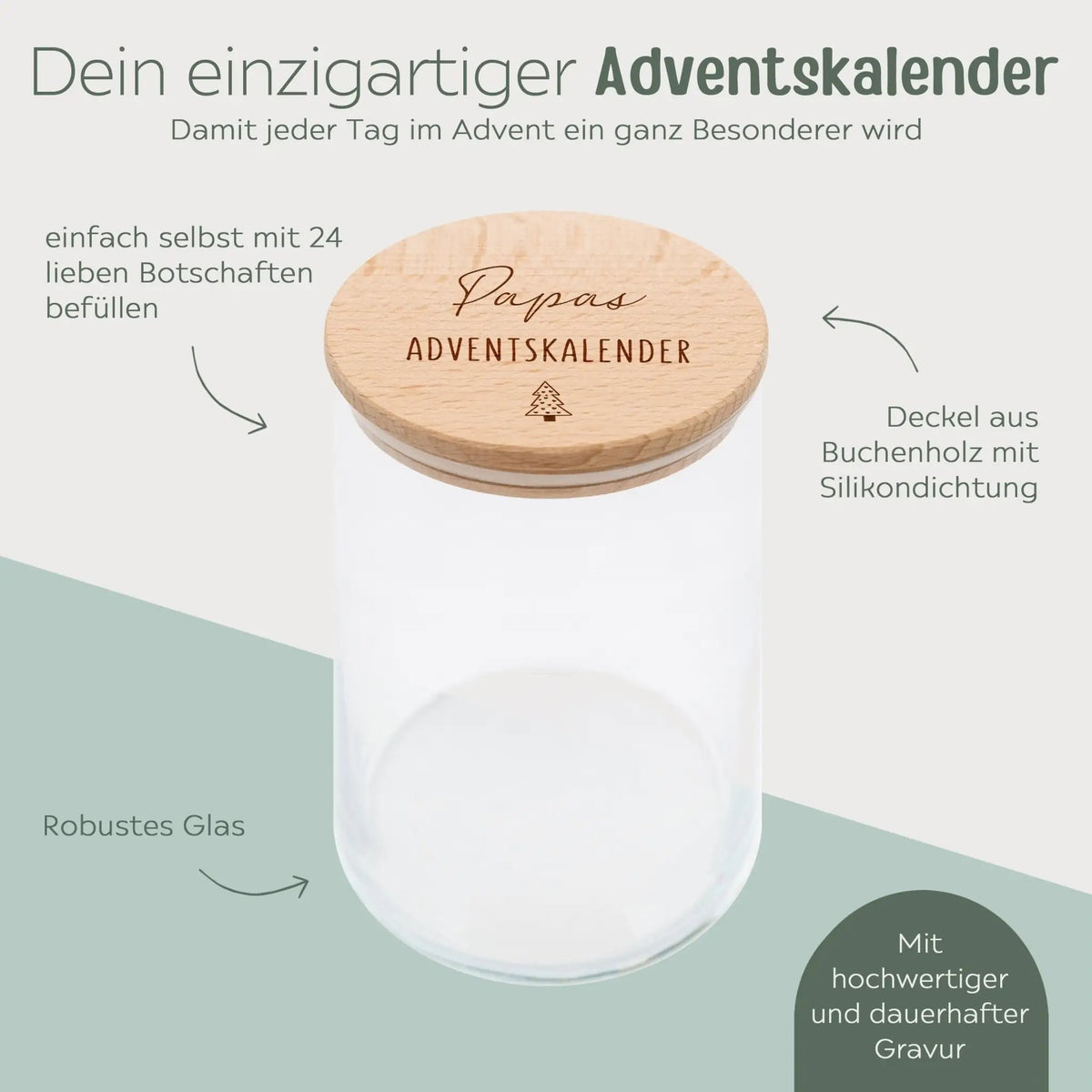 Adventskalender Aufbewahrungsglas personalisiert - wunderwunsch