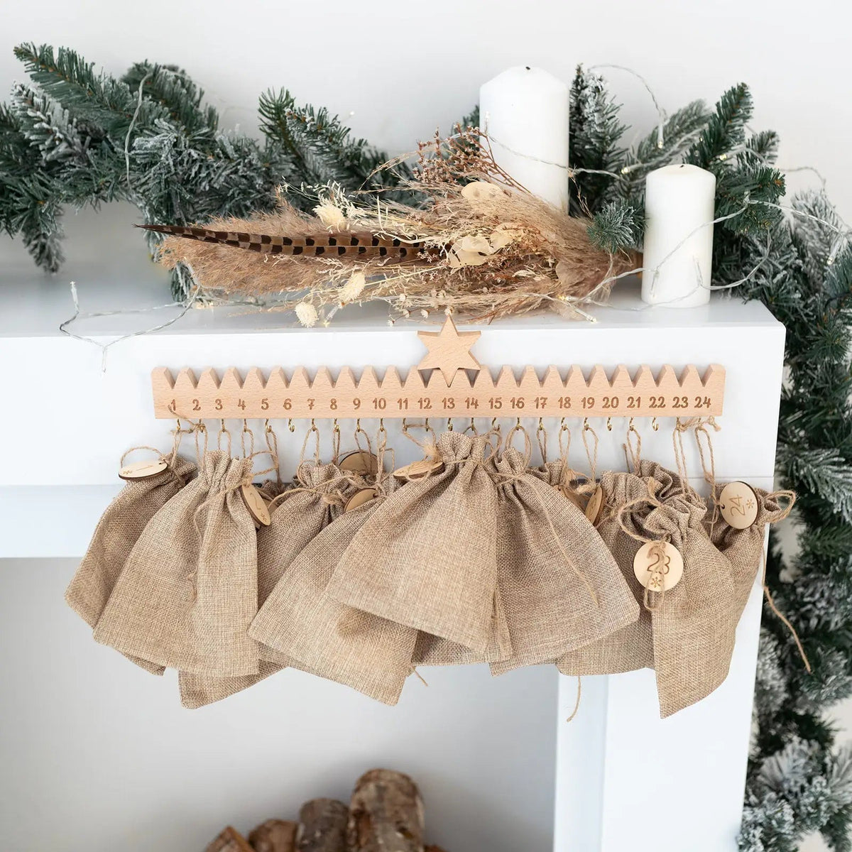 Adventskalender Holzleiste mit Stern - wunderwunsch