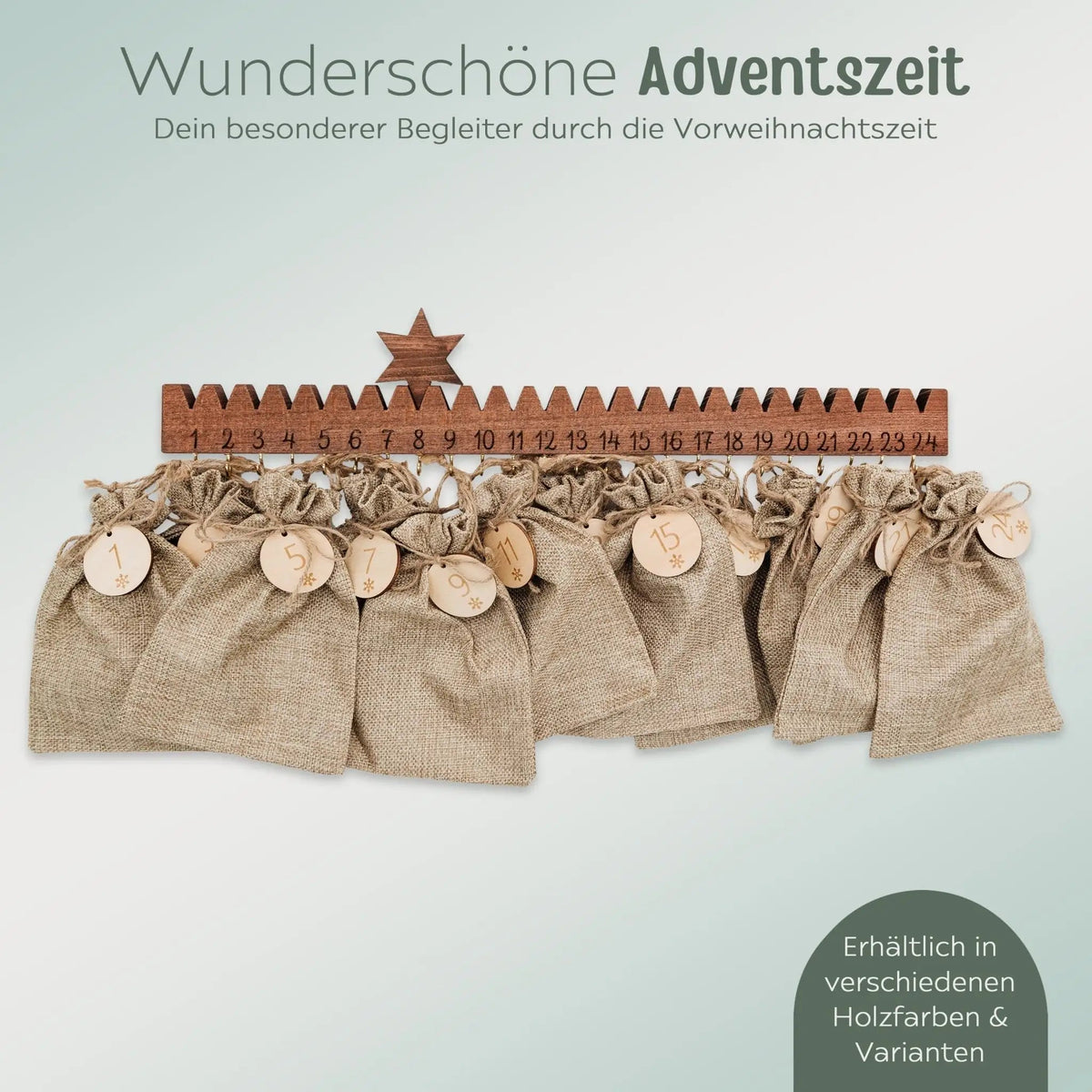 Adventskalender Holzleiste mit Stern - wunderwunsch