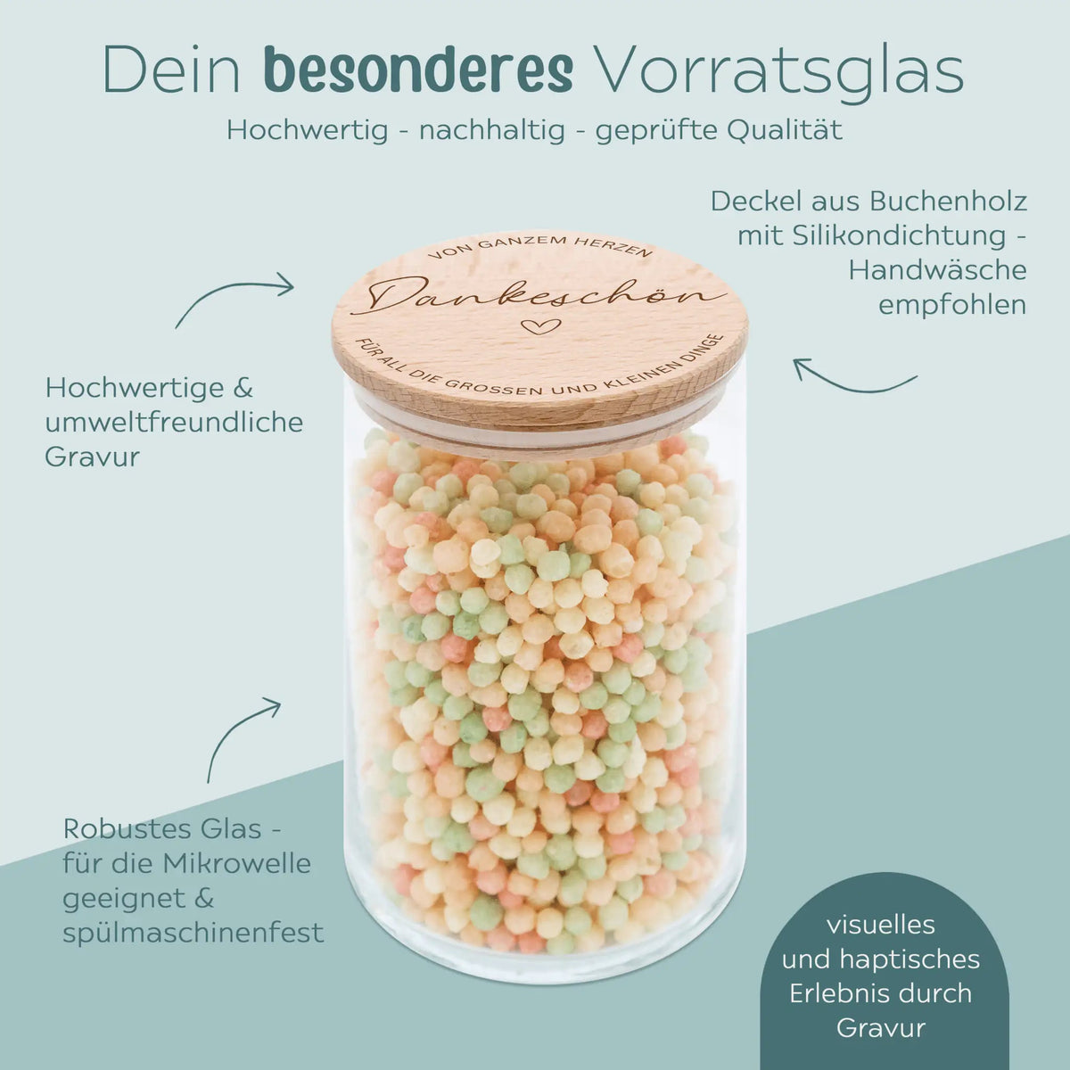 Aufbewahrungsglas "Dankeschön von Herzen" - wunderwunsch
