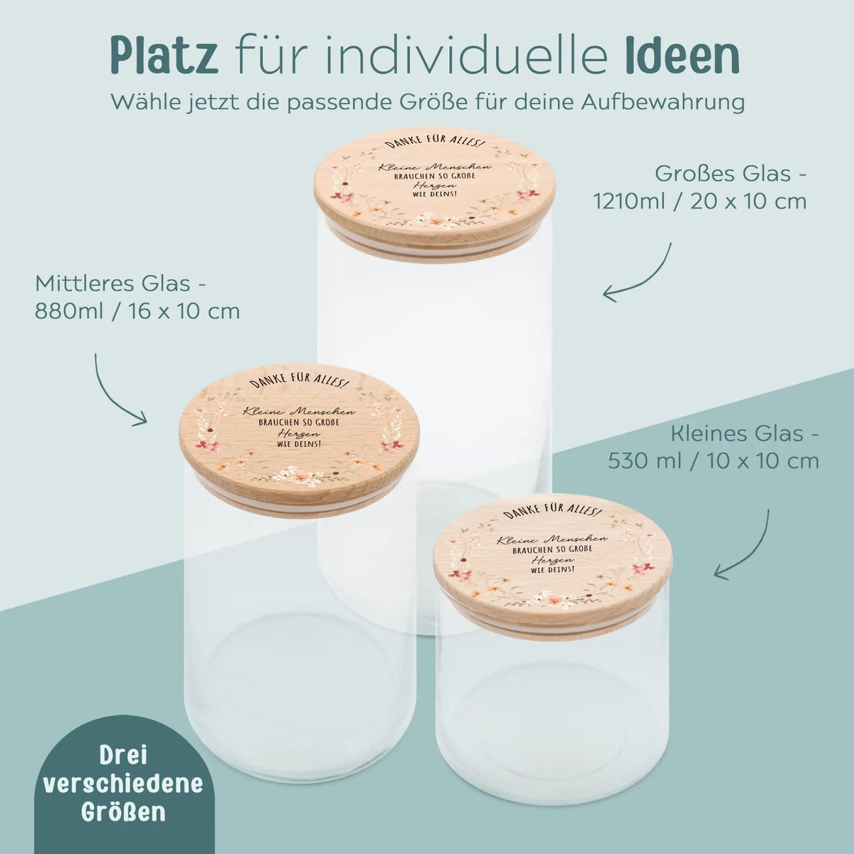 Aufbewahrungsglas "Kleine Menschen große Herzen" Aquarell - wunderwunsch