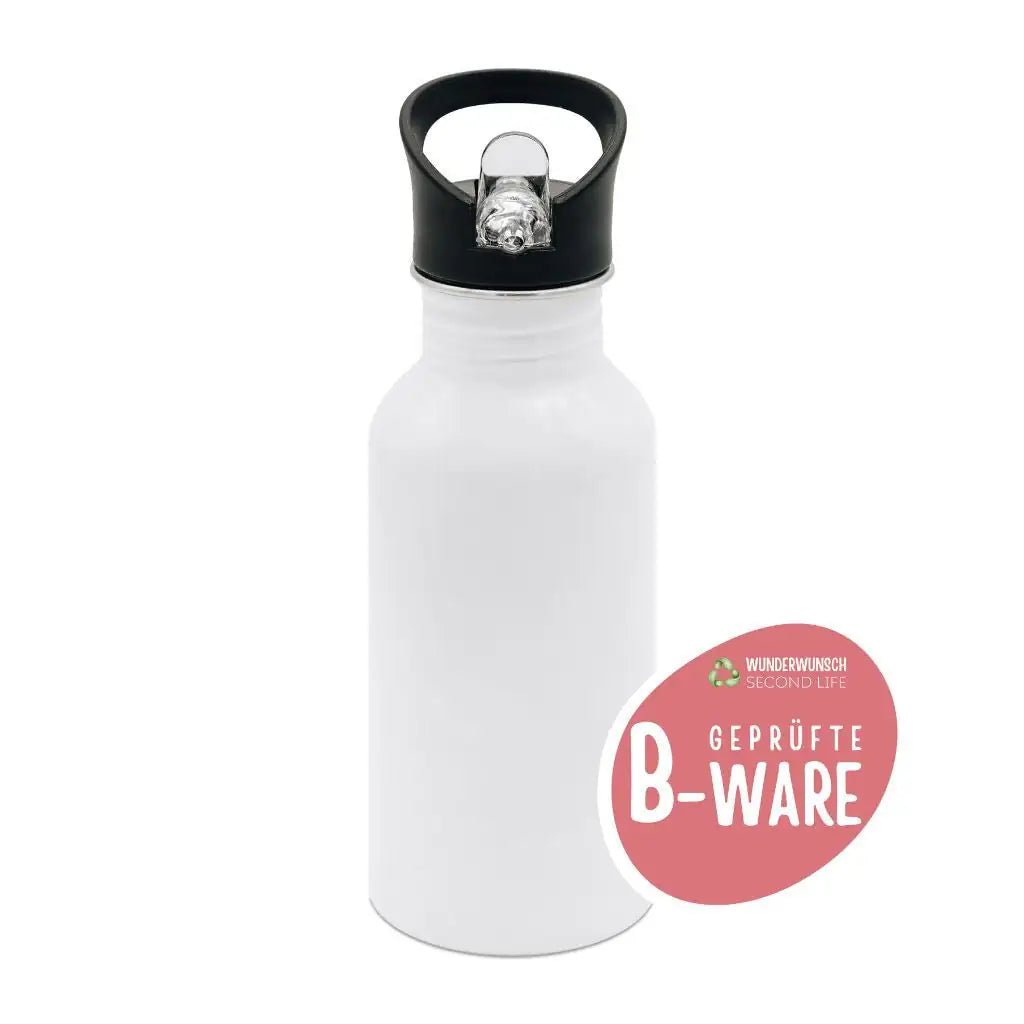 B-WARE Trinkflasche Edelstahl mit Trinkhalm - wunderwunsch