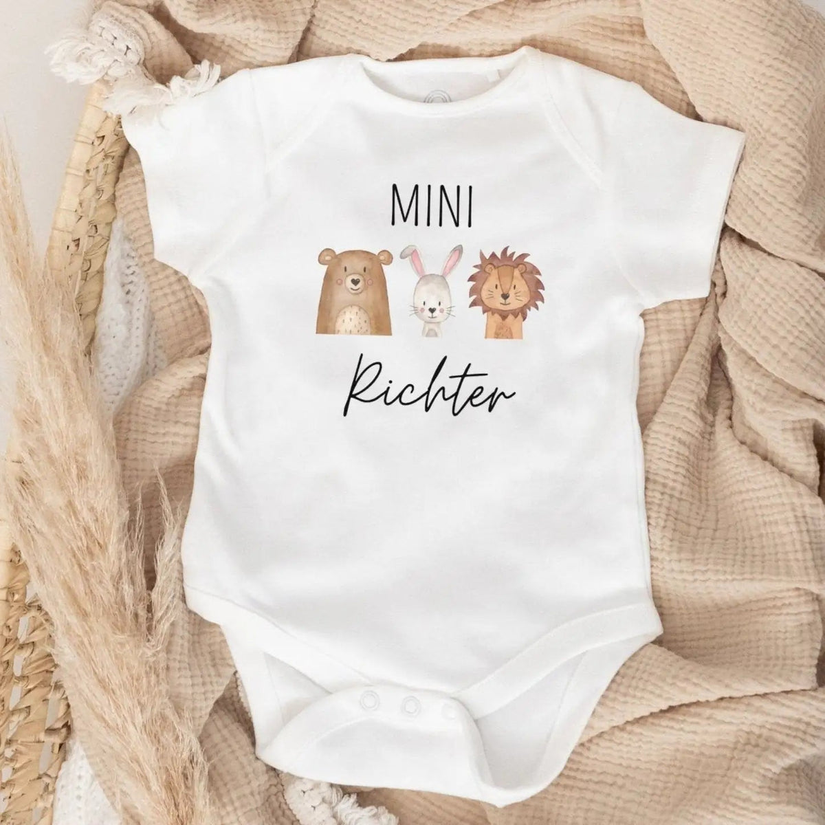 Baby Body "Mini Nachname" Tiere personalisiert - wunderwunsch