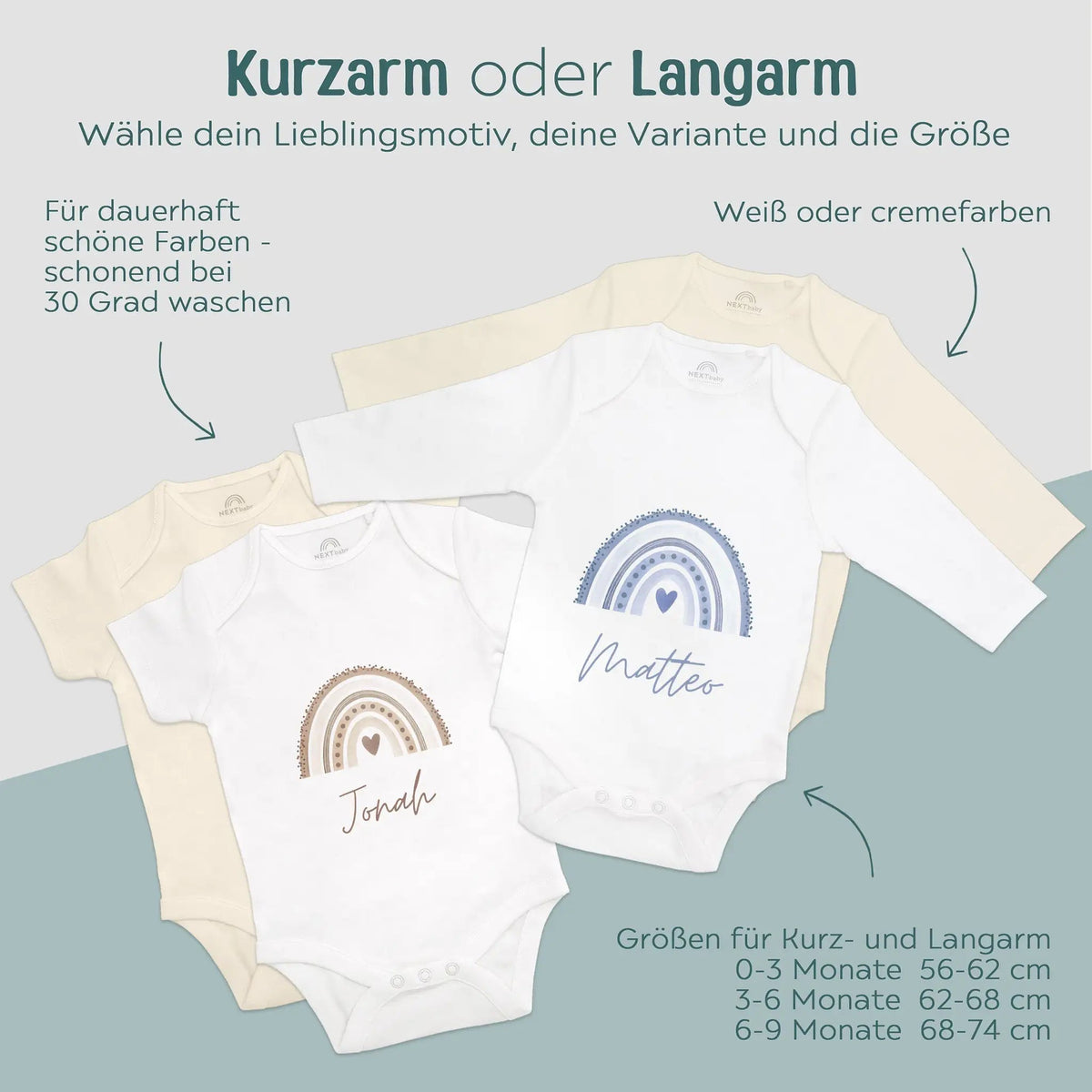 Baby Body "Regenbogen" personalisiert - wunderwunsch