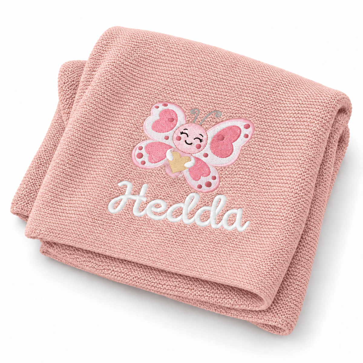 Babydecke personalisiert aus 100 % Bio-Baumwolle - Schmetterling mit Herz - wunderwunsch