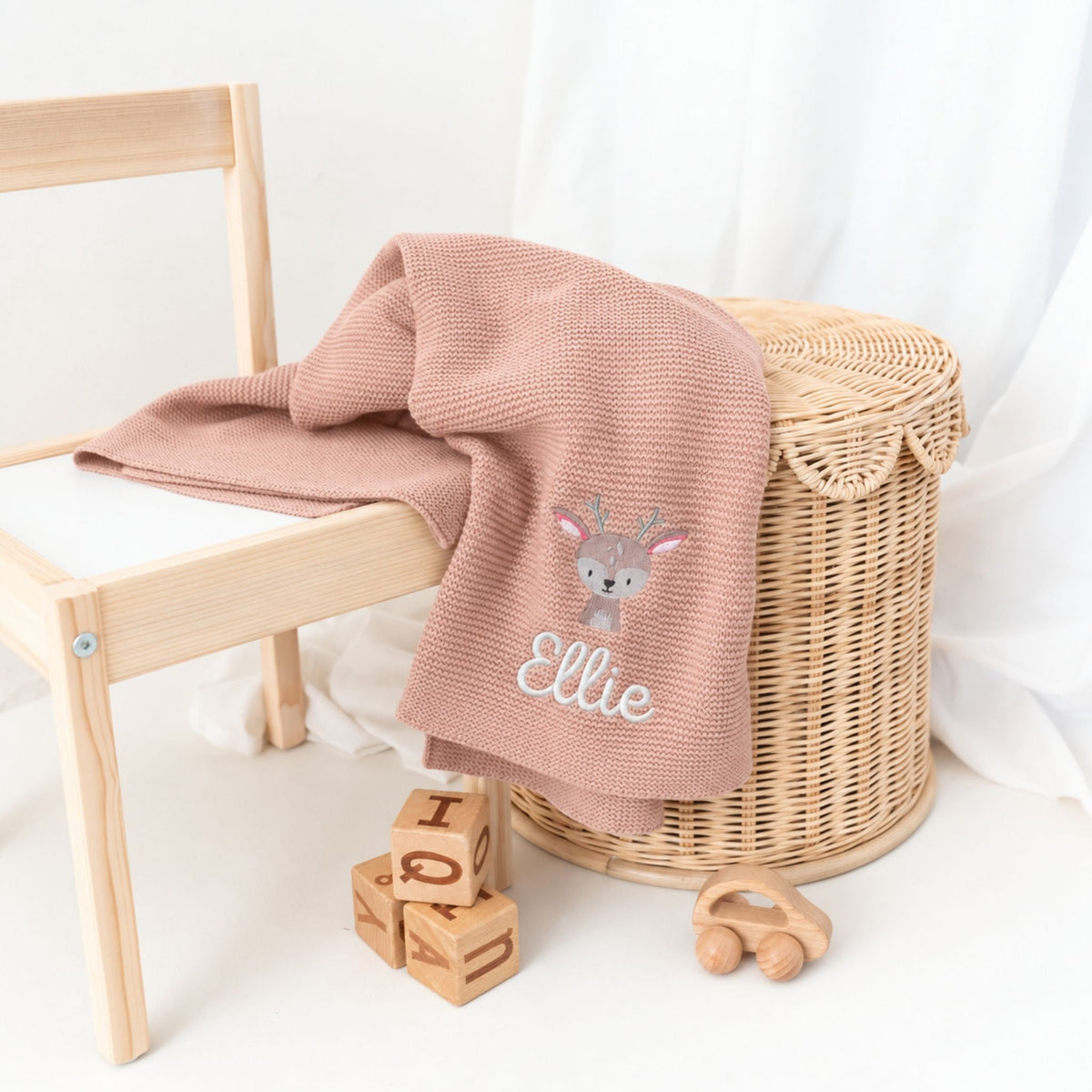 Babydecke personalisiert aus 100 % Bio-Baumwolle - Tiermotiv - wunderwunsch