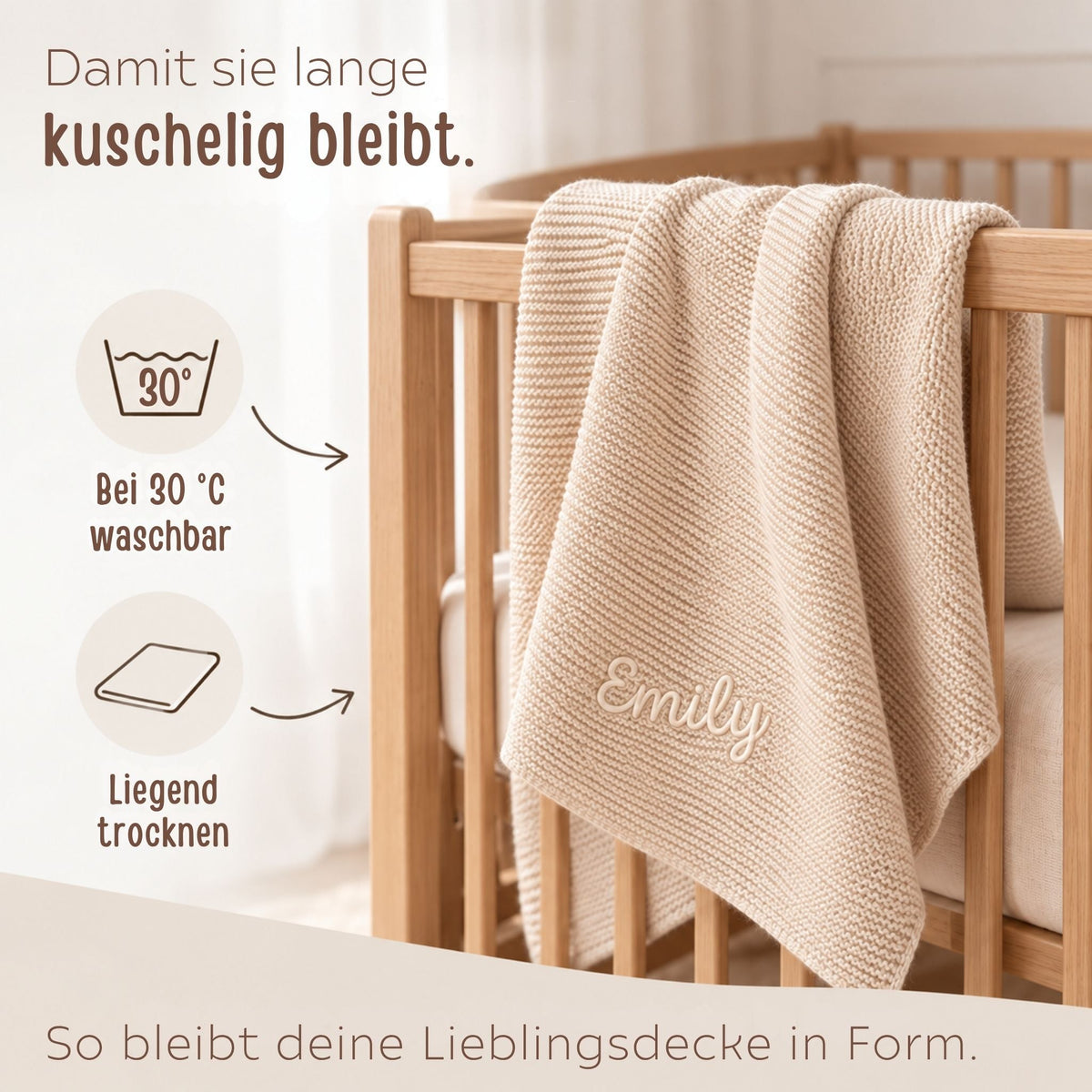 Babydecke personalisiert aus 100 % Bio-Baumwolle - Name - wunderwunsch