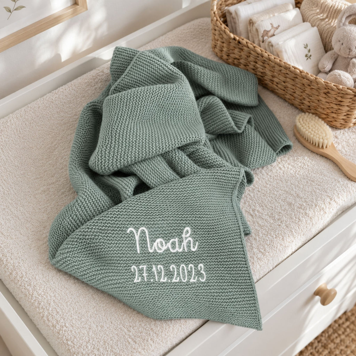 Babydecke personalisiert aus 100 % Bio-Baumwolle - Name - wunderwunsch