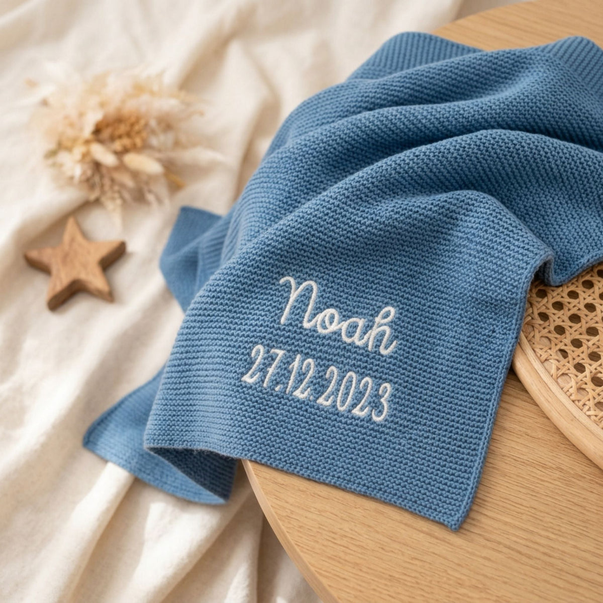 Babydecke personalisiert aus 100 % Bio-Baumwolle - Name - wunderwunsch
