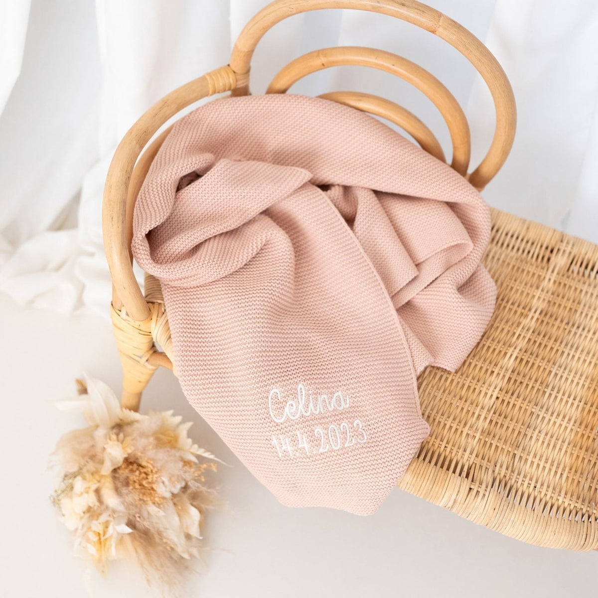 Babydecke personalisiert aus 100 % Bio-Baumwolle - Name - wunderwunsch