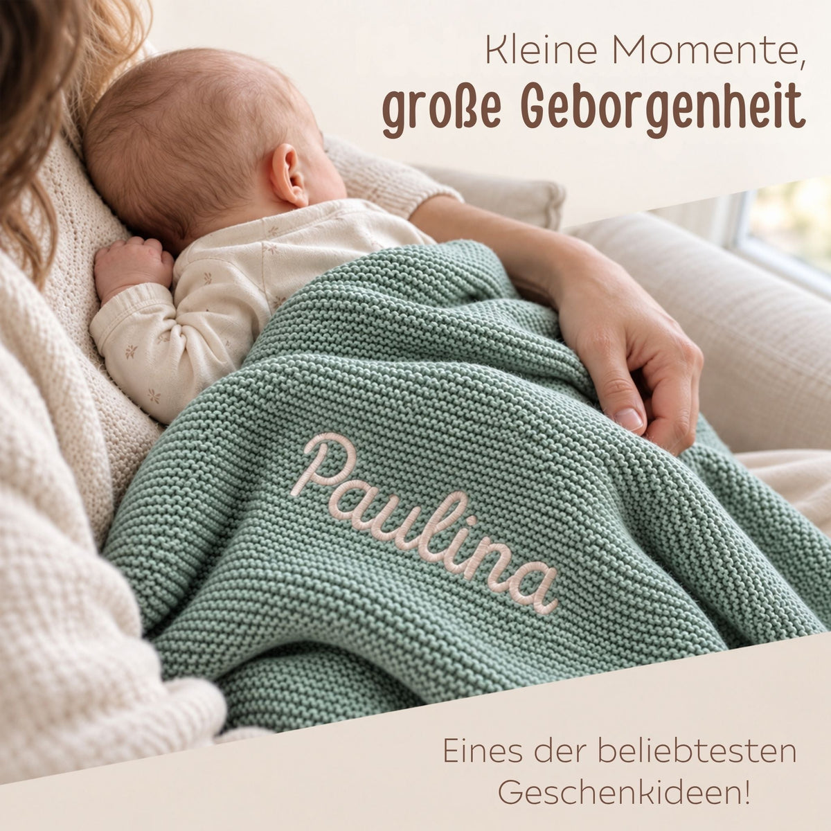 Babydecke personalisiert aus 100 % Bio-Baumwolle - Name - wunderwunsch