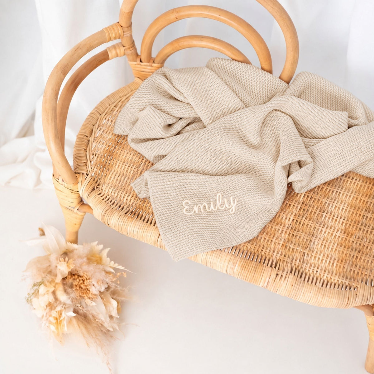Babydecke personalisiert aus 100 % Bio-Baumwolle - Name - wunderwunsch