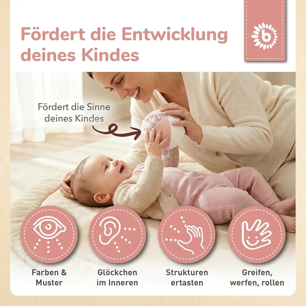 BIECO Stoffball mit Rassel personalisiert - wunderwunsch
