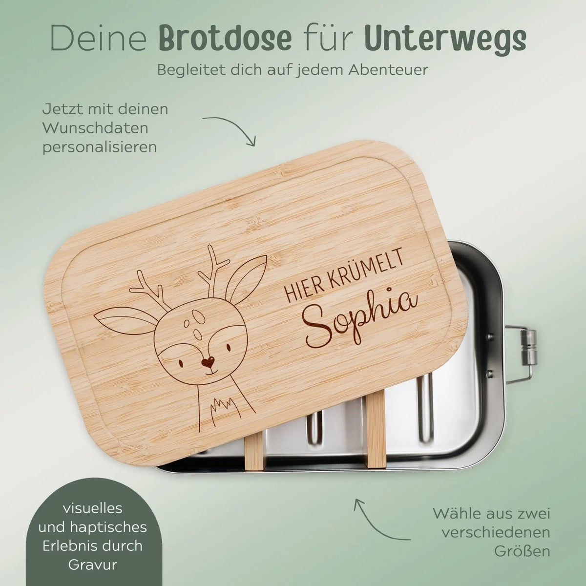 Brotdose Edelstahl personalisiert - Tier Gravur - wunderwunsch