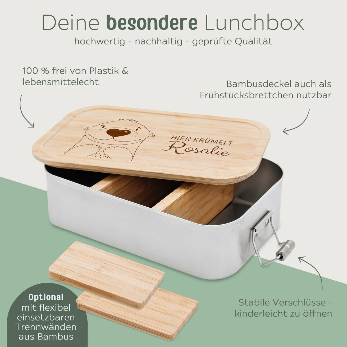 Brotdose Edelstahl personalisiert - Tier Gravur - wunderwunsch