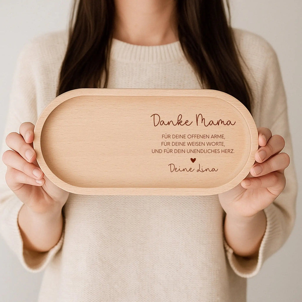 Deko Serviertablett aus Holz - Danke Mama - wunderwunsch