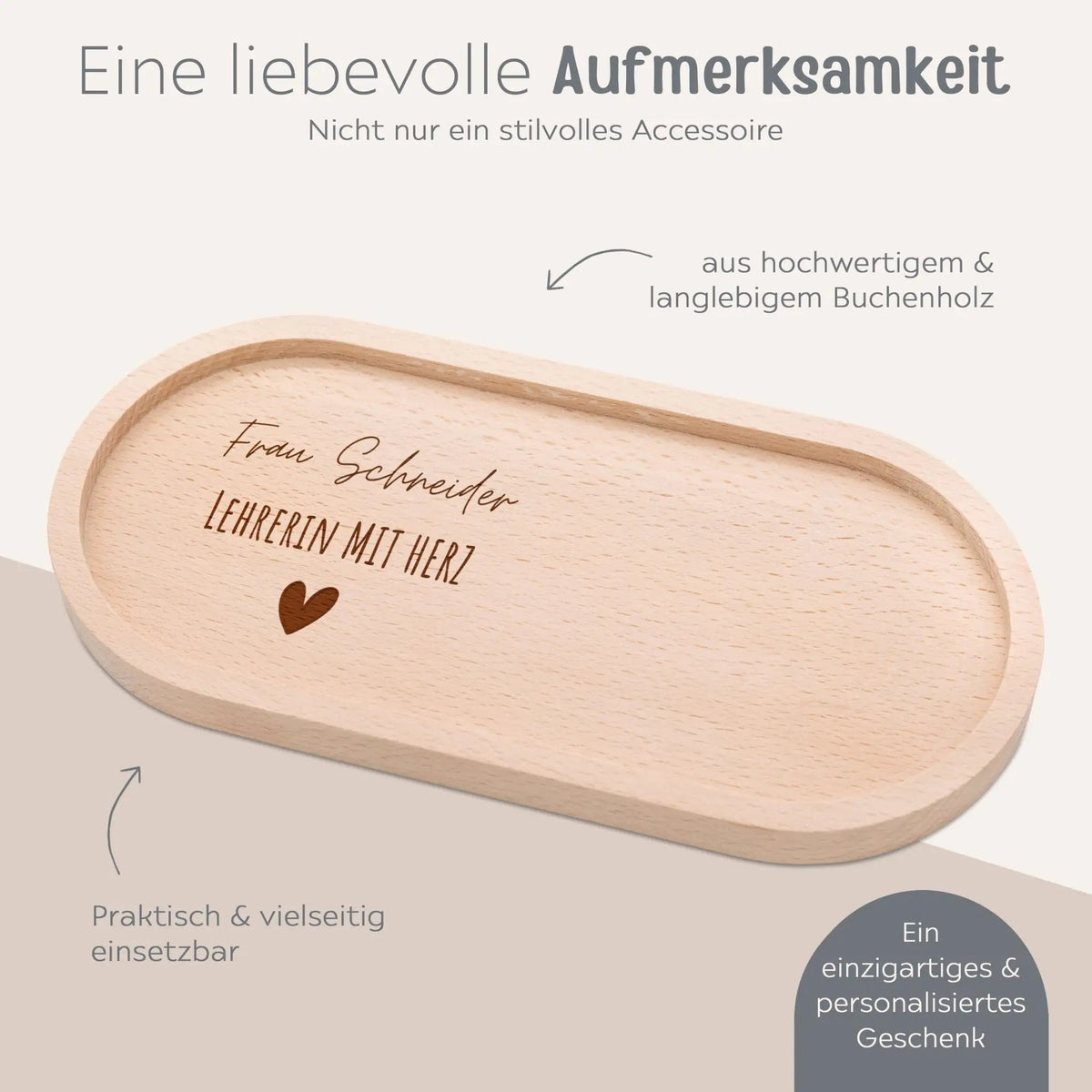 Deko Serviertablett aus Holz - Erzieherin/Lehrerin/Hebamme - wunderwunsch