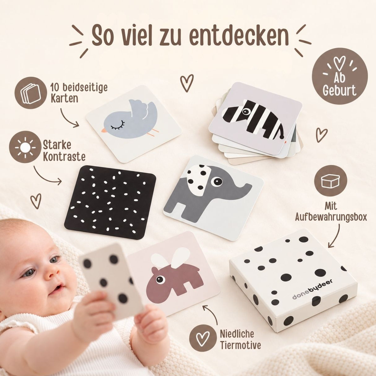 DONEBYDEER Kontrastkarten Baby 10er Pack - wunderwunsch