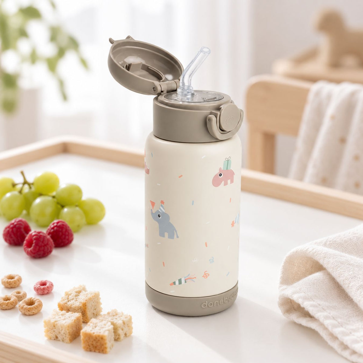 DONEBYDEER Thermos Trinkflasche mit Strohhalm 340ml - wunderwunsch