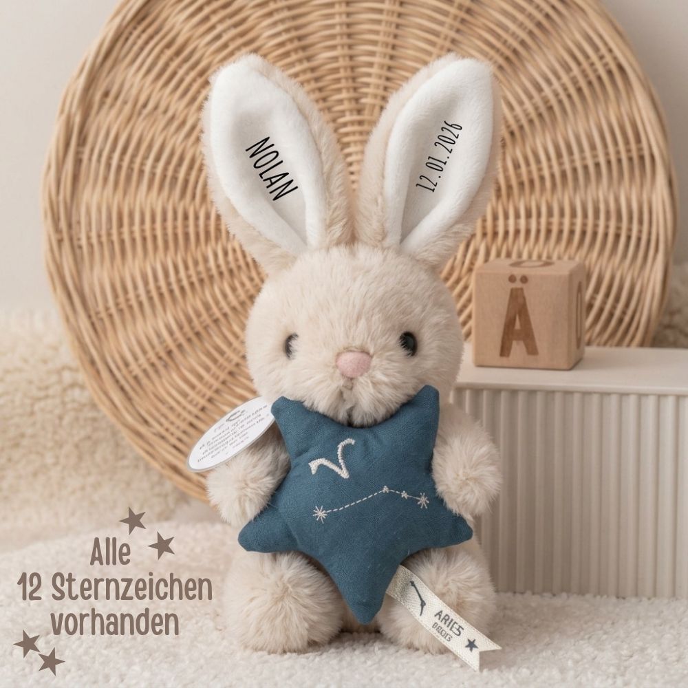 DOUDOU Kuscheltier Sternzeichen Hase personalisiert - wunderwunsch