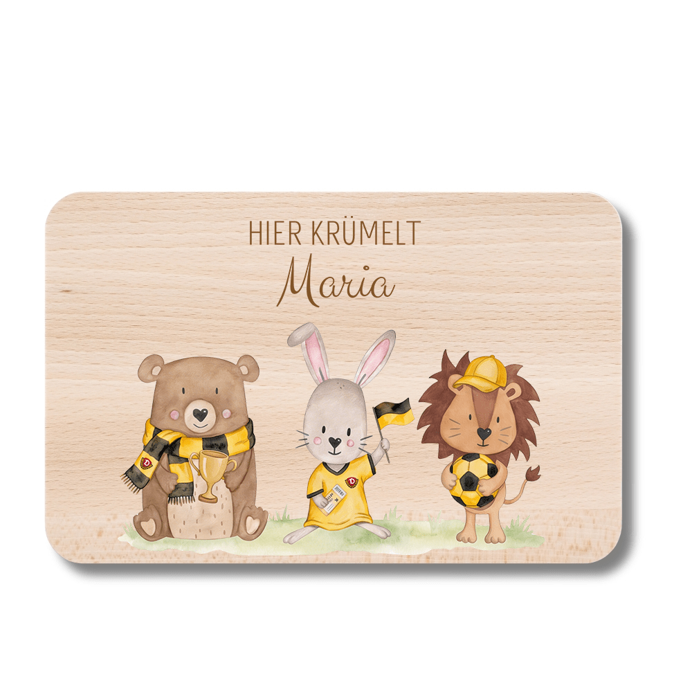 DYNAMO DRESDEN Frühstücksbrett Holz Dynamo Tiere personalisiert - wunderwunsch