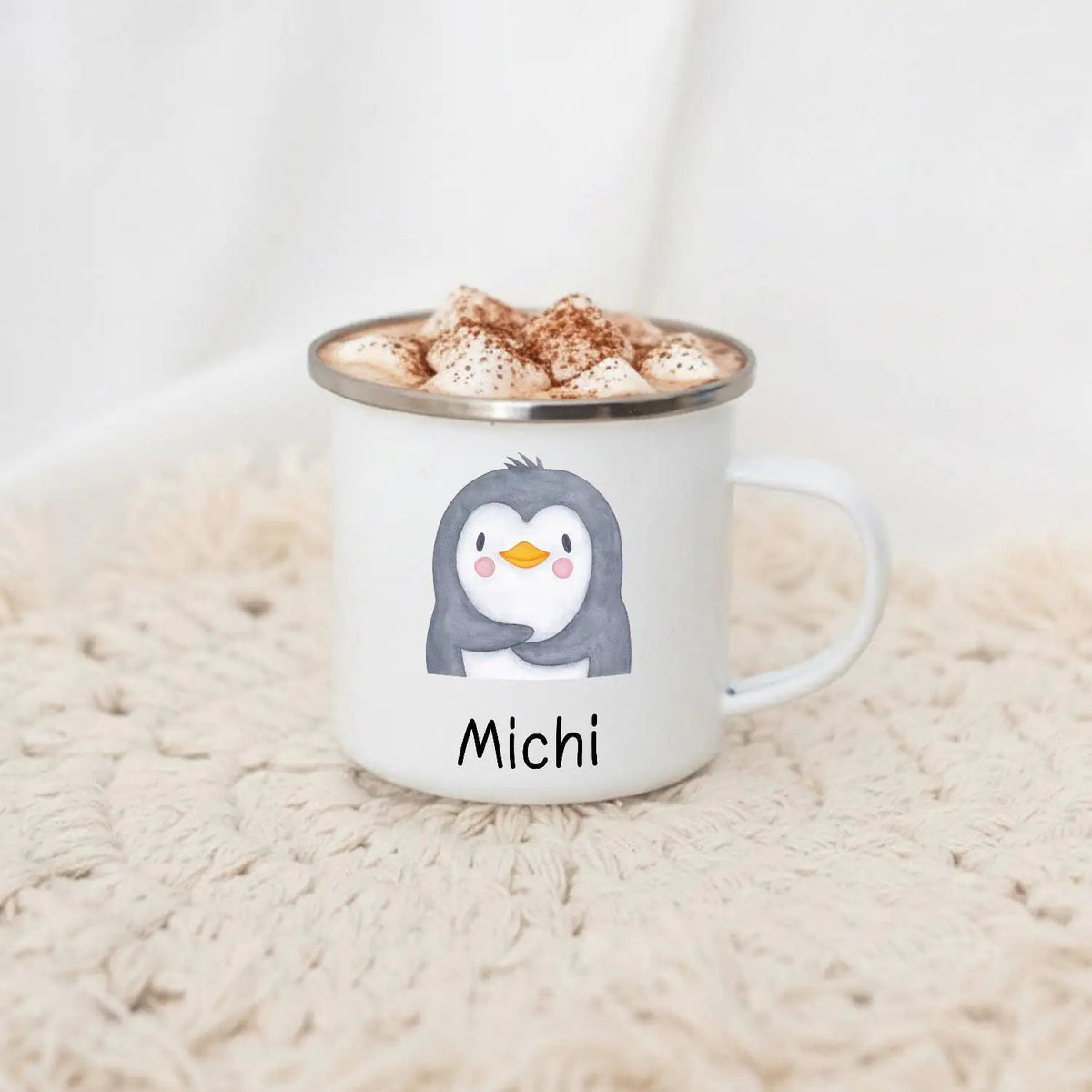 Emaille Kindertasse personalisiert - Tier Aquarell - wunderwunsch
