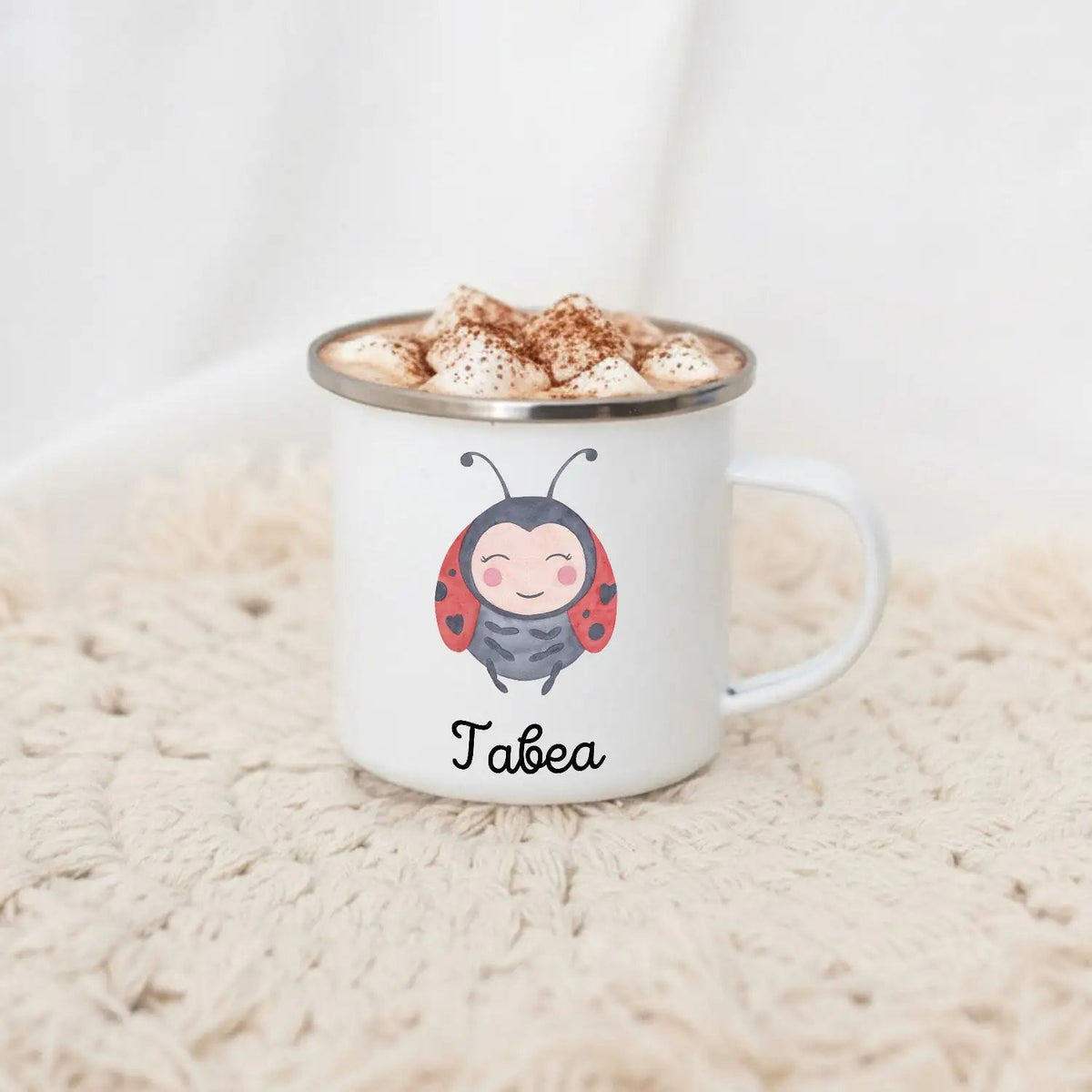 Emaille Kindertasse personalisiert - Tier Aquarell - wunderwunsch