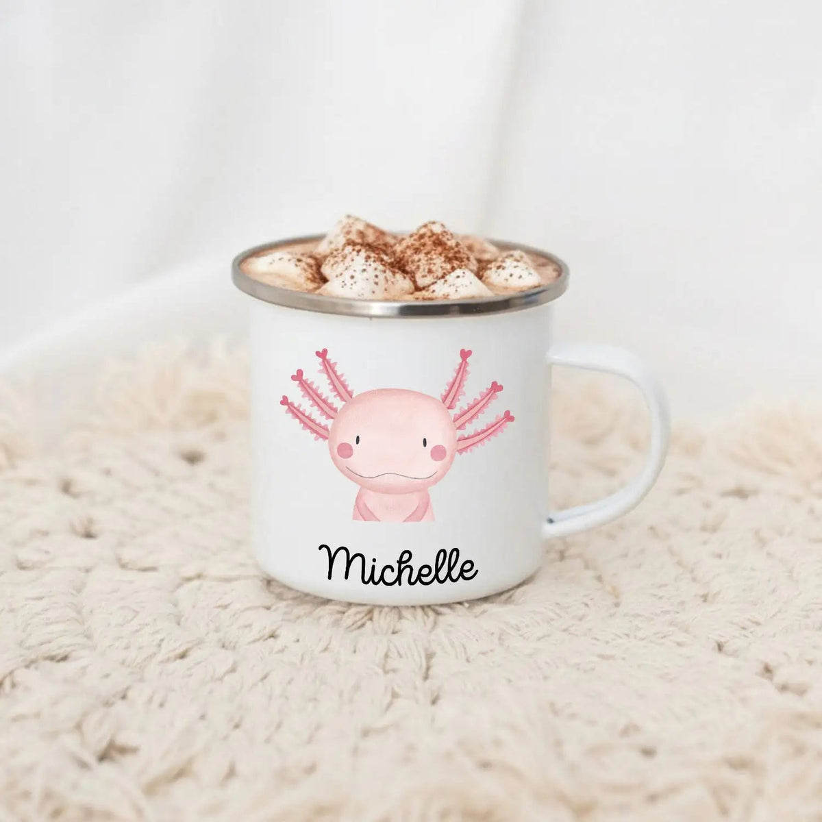 Emaille Kindertasse personalisiert - Tier Aquarell - wunderwunsch