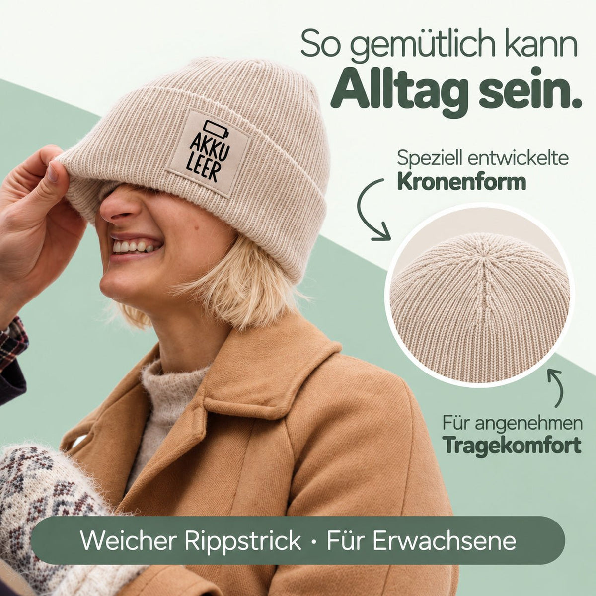 Erwachsene Beanie Mütze mit Spruch - wunderwunsch
