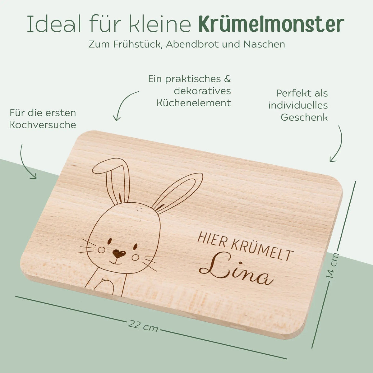 Frühstücksbrettchen personalisiert - Tier Gravur - wunderwunsch