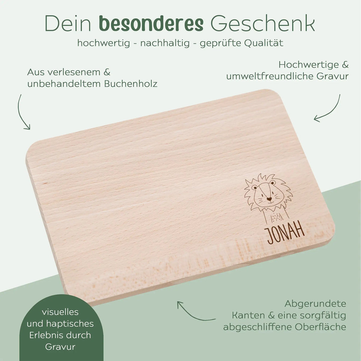 Frühstücksbrettchen personalisiert - Tier klein unten - wunderwunsch
