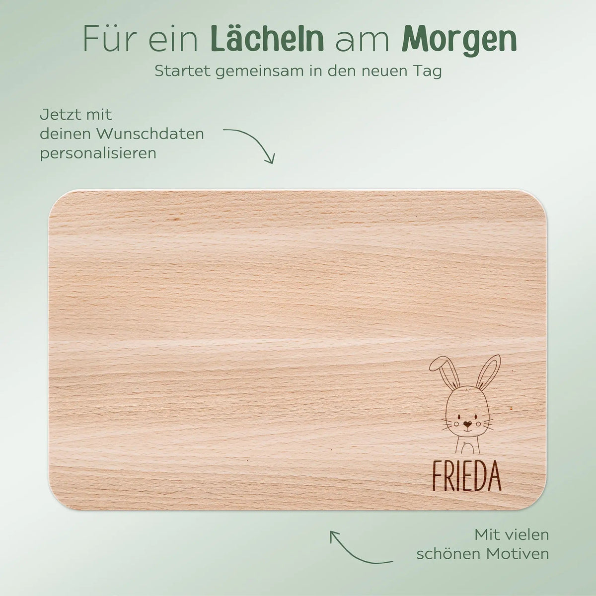 Frühstücksbrettchen personalisiert - Tier klein unten - wunderwunsch