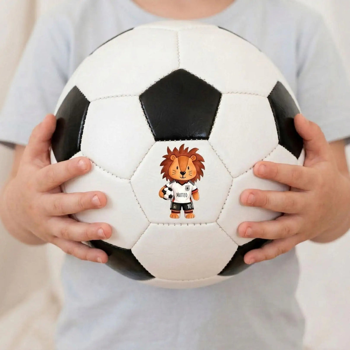 Fußball Schwarz-Weiß - Fußball Löwe personalisiert - wunderwunsch