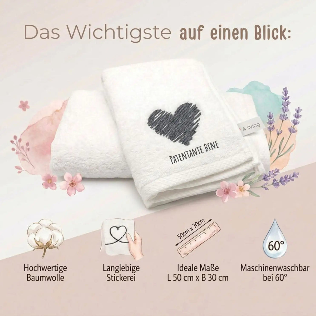 Gästehandtuch personalisiert - Herz - wunderwunsch