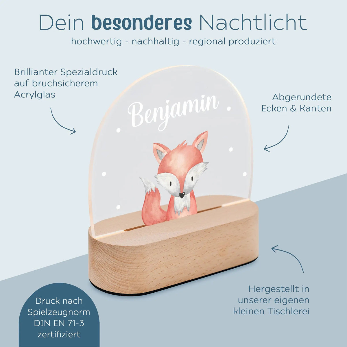 Geschenkset zur Geburt personalisiert — Erinnerungsbox, Nachtlicht & Greifling - wunderwunsch