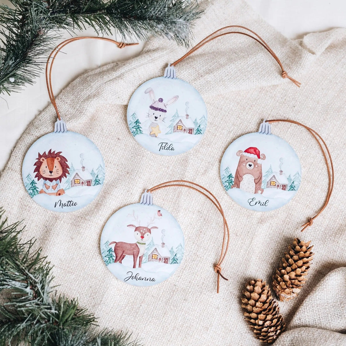 Geschenkanhänger Acryl "Weihnachtstiere" personalisiert - wunderwunsch