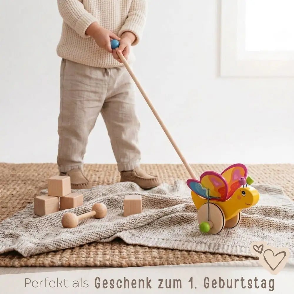 GOKI Schiebetier Schmetterling Holz personalisiert - wunderwunsch