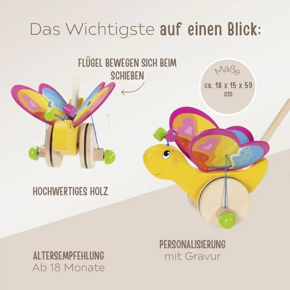 GOKI Schiebetier Schmetterling Holz personalisiert - wunderwunsch