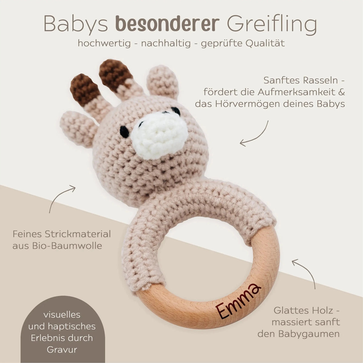 Greifling Giraffe personalisiert - wunderwunsch