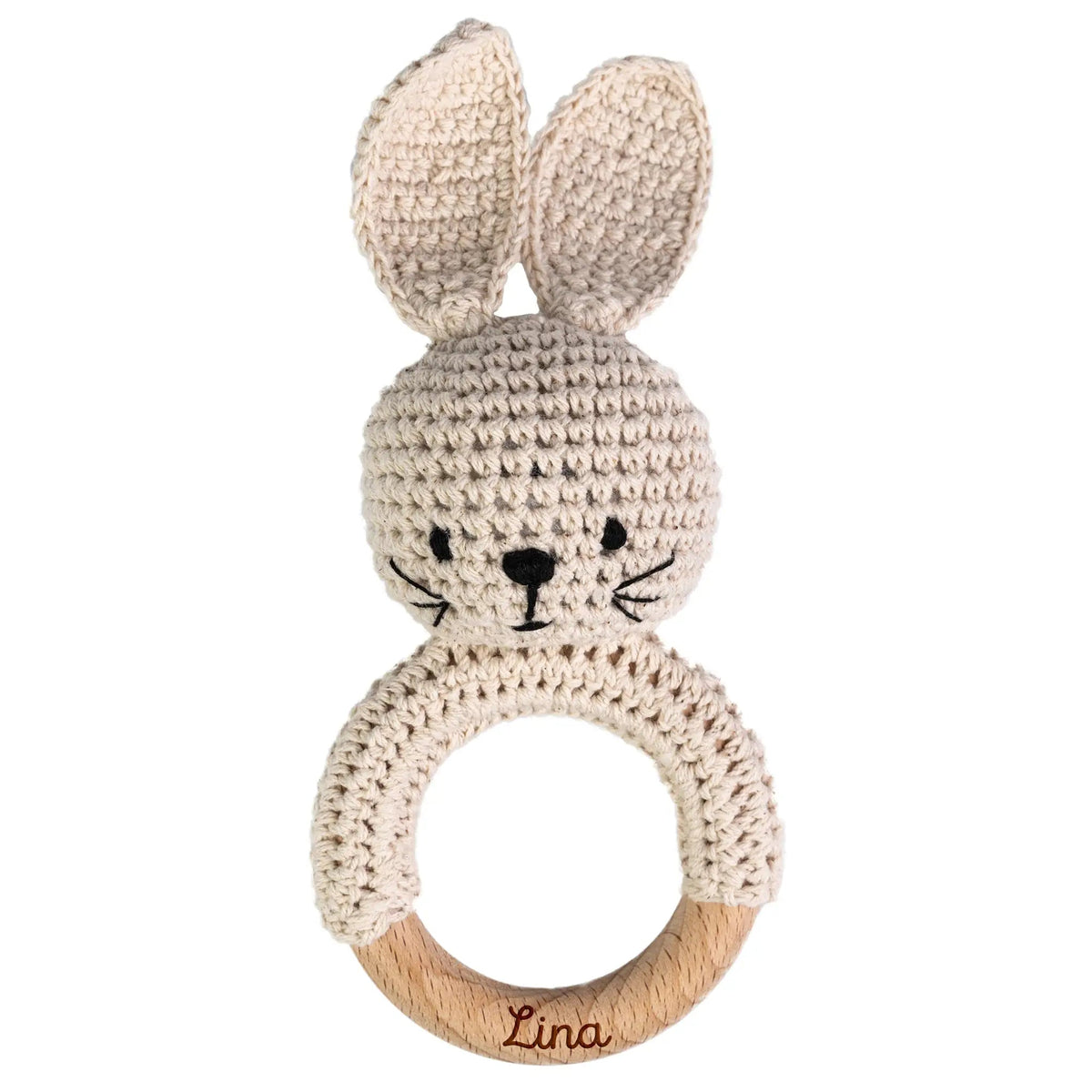 Greifling Hase creme personalisiert - wunderwunsch