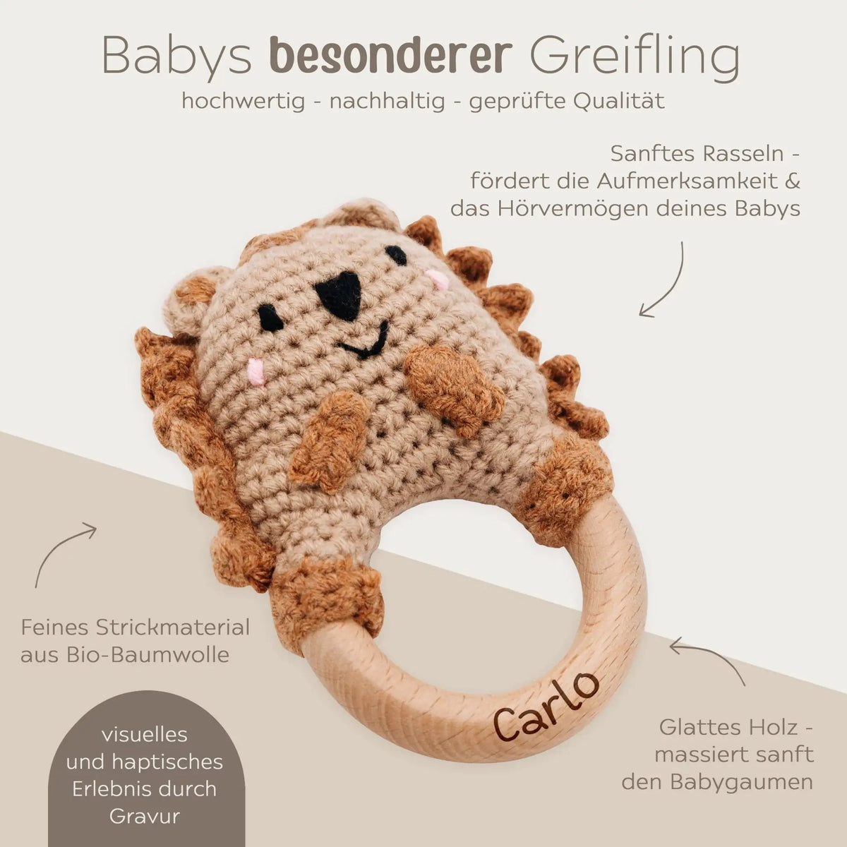 Greifling Igel personalisiert - wunderwunsch